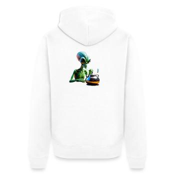 Rave Aliens — Neon Alchemist - Veste à capuche bio Premium Unisexe - blanc - Dos - Thijin (182cm)