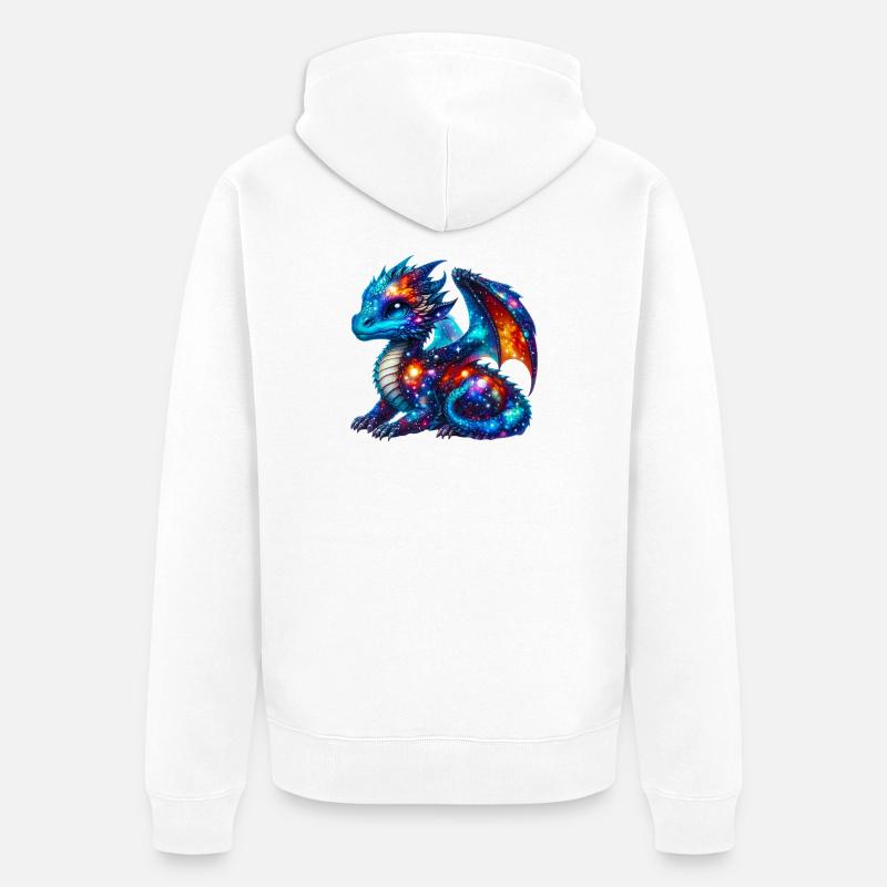 Drache - Unisex Premium Bio Zip Hoodie - Weiß