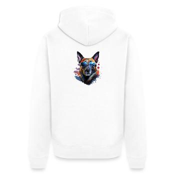 Malinois with sunglasses - Unisex Premium Organic Zip Hoodie - white - Back - Thijin (182cm)