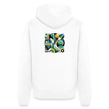 Neon Geometry — Retro Pulse - Unisex Premium Bio Zip Hoodie - Weiß - Hinten - Thijin (182cm)