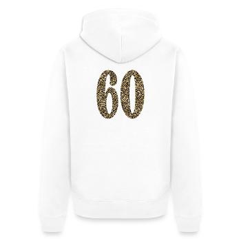 60e anniversaire - Numéro 60 Imprimé léopard - Veste à capuche bio Premium Unisexe - blanc - Dos - Thijin (182cm)