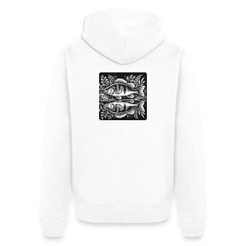 Barsch Angler Silhouette Design - Unisex Premium Bio Zip Hoodie - Weiß - Hinten - Thijin (182cm)