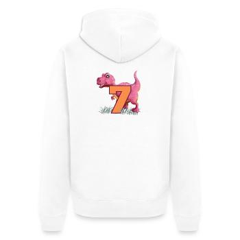 Nr.7 Dino - Unisex Premium Bio Zip Hoodie - Weiß - Hinten - Thijin (182cm)