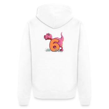 Nr.6 Dino - Unisex Premium Bio Zip Hoodie - Weiß - Hinten - Thijin (182cm)