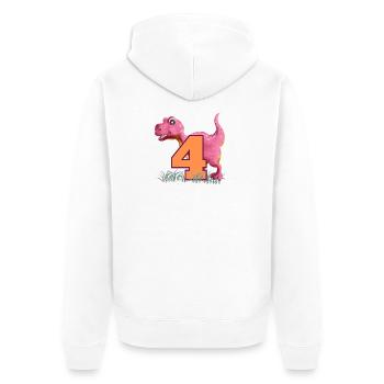 Nr.4 Dino - Unisex Premium Bio Zip Hoodie - Weiß - Hinten - Thijin (182cm)