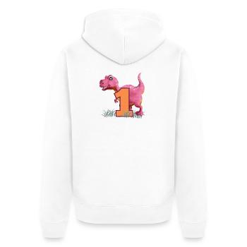 Nr.1 Dino - Unisex Premium Bio Zip Hoodie - Weiß - Hinten - Thijin (182cm)
