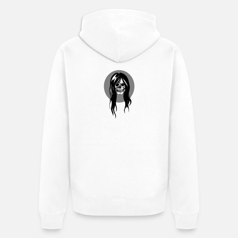 Weiblicher Schädel - Unisex Premium Bio Zip Hoodie - Weiß