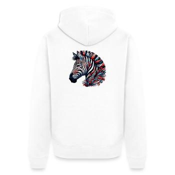 Zebra - Unisex Premium Bio Zip Hoodie - Weiß - Hinten - Thijin (182cm)