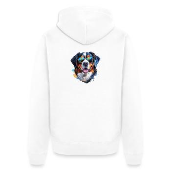 Bouvier bernois avec lunettes de soleil - Veste à capuche bio Premium Unisexe - blanc - Dos - Thijin (182cm)
