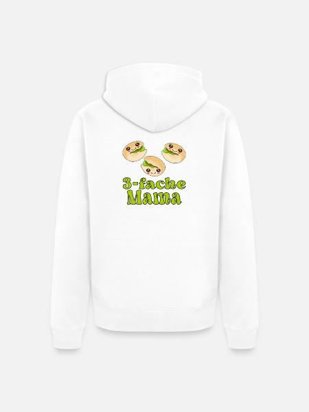 Dreifache Mama BABY GEBURT - Unisex Premium Bio Zip Hoodie - Weiß