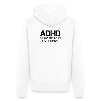 ADHS - Unisex Premium Bio Zip Hoodie - Weiß - Hinten - Thijin (182cm)
