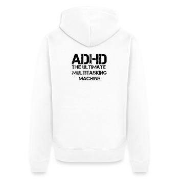 ADHS - Unisex Premium Bio Zip Hoodie - Weiß - Hinten - Thijin (182cm)