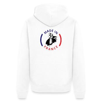Hergestellt in Frankreich - Unisex Premium Bio Zip Hoodie - Weiß - Hinten - Thijin (182cm)