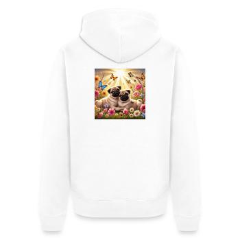 Sky-Shifting Pug Dog Lovers Design - Unisex Premium Organic Zip Hoodie - white - Back - Thijin (182cm)