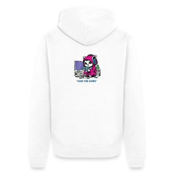 Good Vibe Gamer: Dein Episches Gaming-Gear - Unisex Premium Bio Zip Hoodie - Weiß - Hinten - Thijin (182cm)