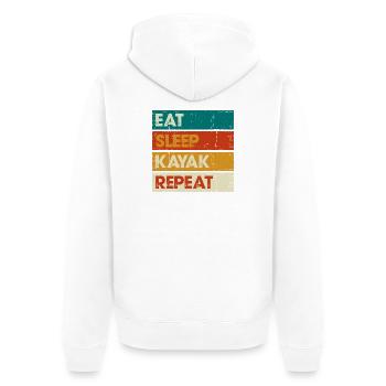 Essen Schlaf Kajak Wiederholen - Unisex Premium Bio Zip Hoodie - Weiß - Hinten - Thijin (182cm)