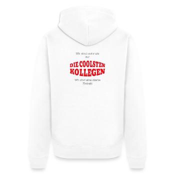 Gemeinsam Stark – starke Einheit - Unisex Premium Bio Zip Hoodie - Weiß - Hinten - Thijin (182cm)