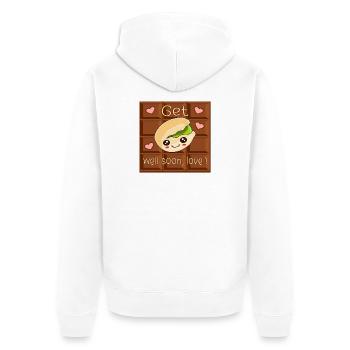Gute Besserung, Liebe - Schokoladen-Pistazie - Unisex Premium Bio Zip Hoodie - Weiß - Hinten - Thijin (182cm)