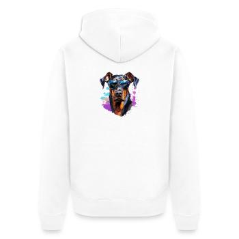 Doberman with sunglasses - Unisex Premium Organic Zip Hoodie - white - Back - Thijin (182cm)