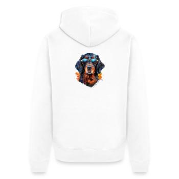 Gordon Setter avec lunettes de soleil - Veste à capuche bio Premium Unisexe - blanc - Dos - Thijin (182cm)
