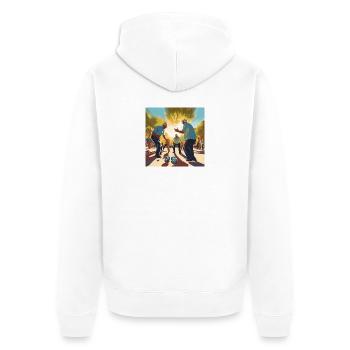 Pétanque, Pétanque-Fan, Bowler - Unisex Premium Bio Zip Hoodie - Weiß - Hinten - Thijin (182cm)