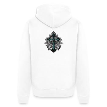 Grabstein-Ornament, Kreuze, gothic design - Unisex Premium Bio Zip Hoodie - Weiß - Hinten - Thijin (182cm)