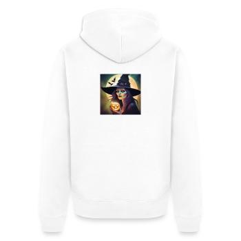 Halloween, Hexe, Kürbis - Unisex Premium Bio Zip Hoodie - Weiß - Hinten - Thijin (182cm)