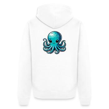 Krake - Unisex Premium Bio Zip Hoodie - Weiß - Hinten - Thijin (182cm)