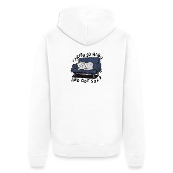Sofa Nap Cat: I Tried So Hard - Unisex Premium Organic Zip Hoodie - white - Back - Thijin (182cm)
