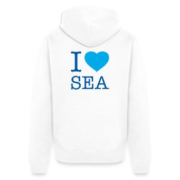 I LOVE SEA - Unisex Premium Bio Zip Hoodie - Weiß - Hinten - Thijin (182cm)