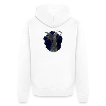 Engelstatue, gothic motiv, sternenmuster - Unisex Premium Bio Zip Hoodie - Weiß - Hinten - Thijin (182cm)