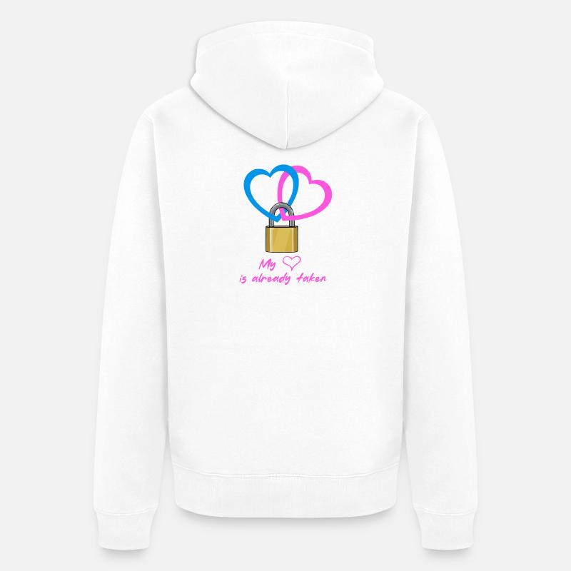 Mon coeur est déjà pris - Veste à capuche bio Premium Unisexe - blanc