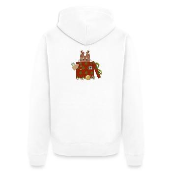 Katze in Weihnachtsgeschenk - Unisex Premium Bio Zip Hoodie - Weiß - Hinten - Thijin (182cm)