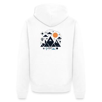 Gebirge - Unisex Premium Bio Zip Hoodie - Weiß - Hinten - Thijin (182cm)