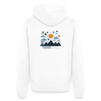 Gebirge - Unisex Premium Bio Zip Hoodie - Weiß - Hinten - Thijin (182cm)