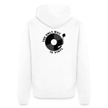 Der einzige Weg ist Vinyl - Unisex Premium Bio Zip Hoodie - Weiß - Hinten - Thijin (182cm)