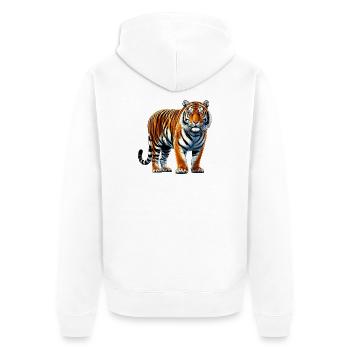 Tiger - Unisex Premium Organic Zip Hoodie - white - Back - Thijin (182cm)