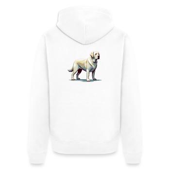 Stehender weißer Labrador - Unisex Premium Bio Zip Hoodie - Weiß - Hinten - Thijin (182cm)