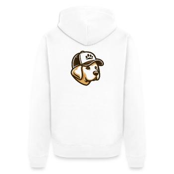 Labradorkopf mit Kappe - Unisex Premium Bio Zip Hoodie - Weiß - Hinten - Thijin (182cm)