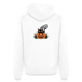 Halloween Katze Boo - Spooky Cat - Unisex Premium Bio Zip Hoodie - Weiß - Hinten - Thijin (182cm)