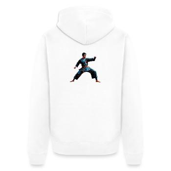 Martial Artist Action Pose Design - Unisex Premium Organic Zip Hoodie - white - Back - Thijin (182cm)