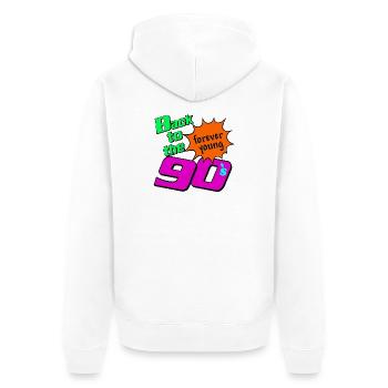 90er Party , Mottoparty , Back to the 90s ( 25) - Unisex Premium Bio Zip Hoodie - Weiß - Hinten - Thijin (182cm)