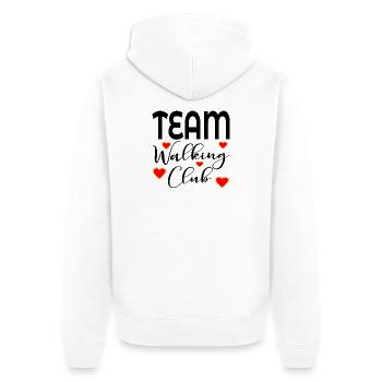 TEAM-WALKING-CLUB - Unisex Premium Bio Zip Hoodie - Weiß - Hinten - Thijin (182cm)