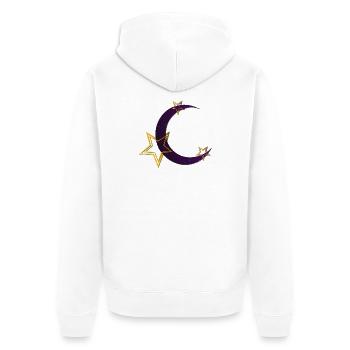 Mondsichel, Sternen outlines, Schlafzimmer Deko - Unisex Premium Bio Zip Hoodie - Weiß - Hinten - Thijin (182cm)