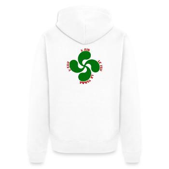 Lauburu verte - croix basque et signification - Veste à capuche bio Premium Unisexe - blanc - Dos - Thijin (182cm)