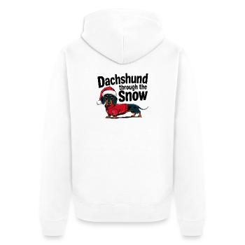 Dachshund in Holiday Sweater with Santa Hat - Unisex Premium Organic Zip Hoodie - white - Back - Thijin (182cm)