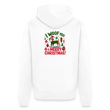 Festive Dog Christmas Sweater Design - Unisex Premium Organic Zip Hoodie - white - Back - Thijin (182cm)