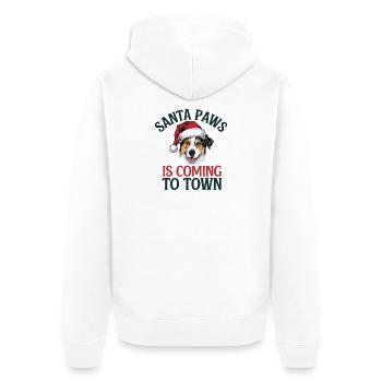 Festive Santa Paws Dog Christmas Design - Unisex Premium Organic Zip Hoodie - white - Back - Thijin (182cm)