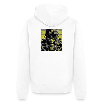 Steampunk Biker - Unisex Premium Organic Zip Hoodie - white - Back - Thijin (182cm)