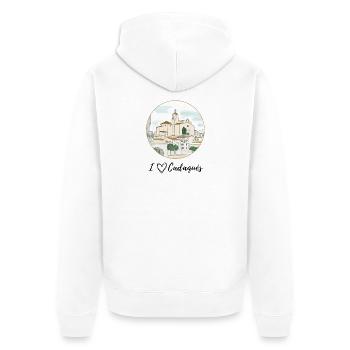 I love Cadaqués Watercolor - Unisex Premium Organic Zip Hoodie - white - Back - Thijin (182cm)